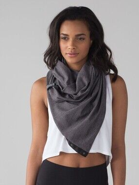 Lulumon Vinyasa Black And Gray Stripes Wrap Scarf